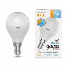 Лампа светодиодная диммируемая Gauss E14 7W 3000K-4000K-6500K матовая 1053147