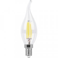 Лампа светодиодная филаментная Feron E14 11W 4000K Свеча на ветру Прозрачная LB-714 38012