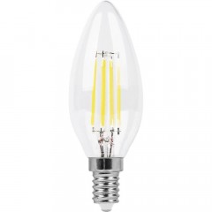 Лампа светодиодная филаментная Feron E14 11W 2700K Свеча Прозрачная LB-713 38006