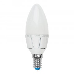 Лампа светодиодная Uniel E14 7W 3000K матовая LED-C37 7W/WW/E14/FR PLP01WH UL-00002413